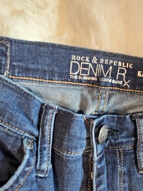 Rock & Republic Kasandra Bootcut Jeans Womens Dark Wash Stretch Denim Mid Rise